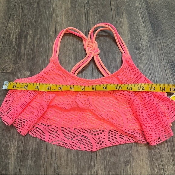 NWT Angel Beach Pink Crop Top Bathing Suit Top Juniors Size 16 - Picture 9 of 10